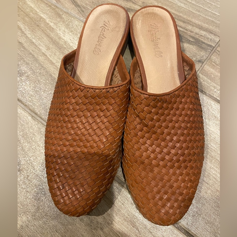 Madewell Brown Woven Leather Mules